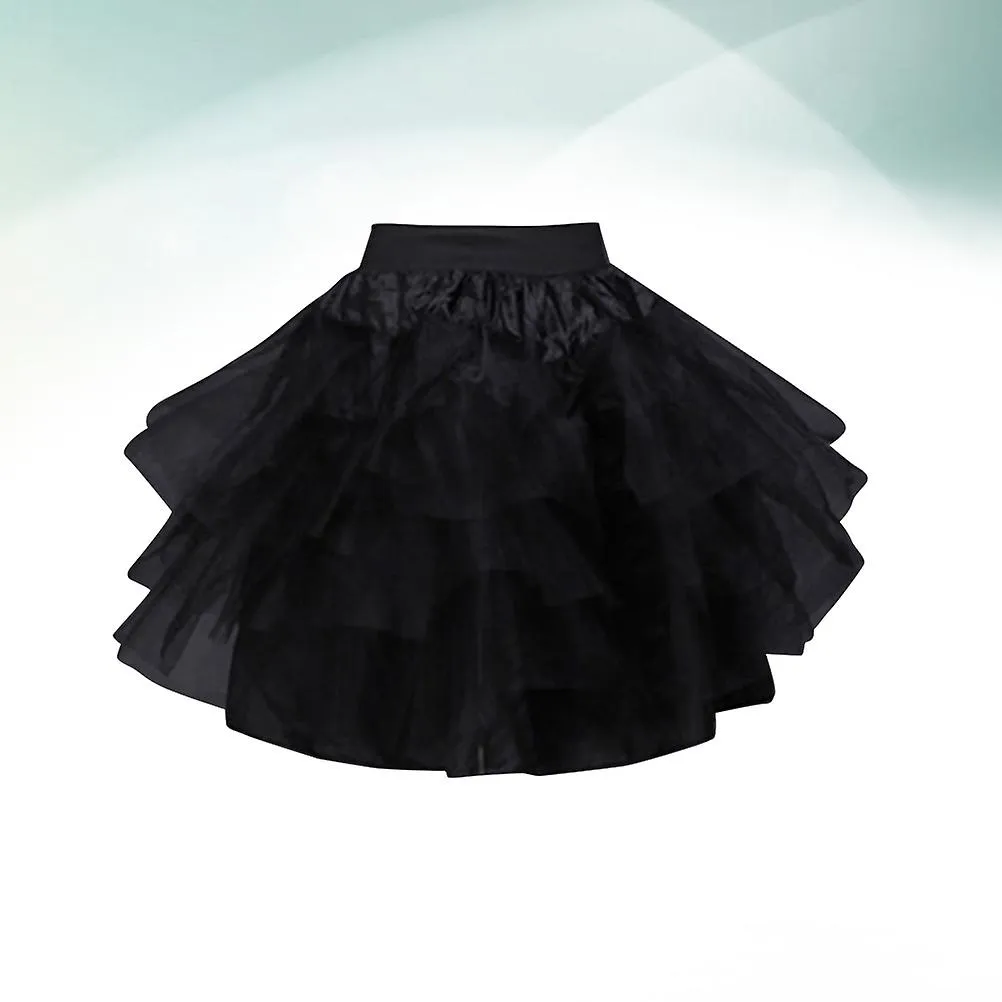 1PC Boda Flor Niños Enagua Tutú Falda Crinolina Falda Corta Deshuesada Abrazadera Niños Enagua Para Niña Vestida De Negro Talla 