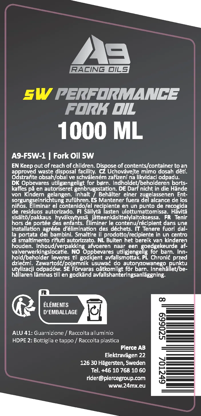 Aceite de Horquilla A9 Racing  1 L