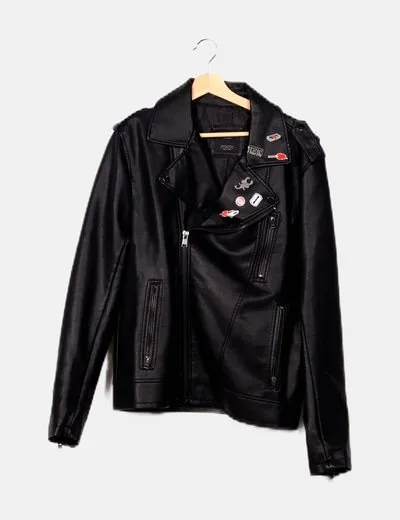 Bershka Chaqueta biker negra