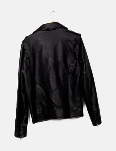 Bershka Chaqueta biker negra