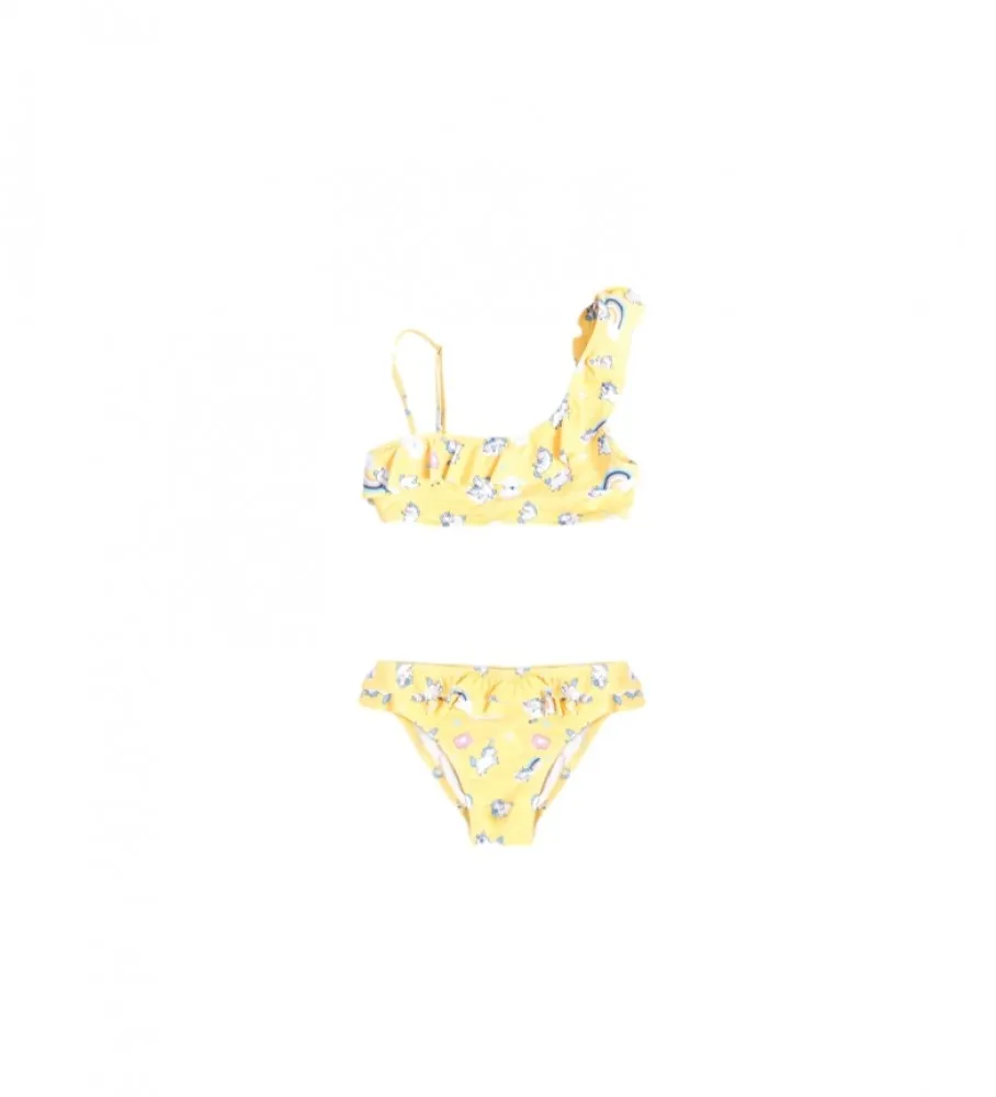 Bikini Top Unicornios Arcoiris para Niña amarillo