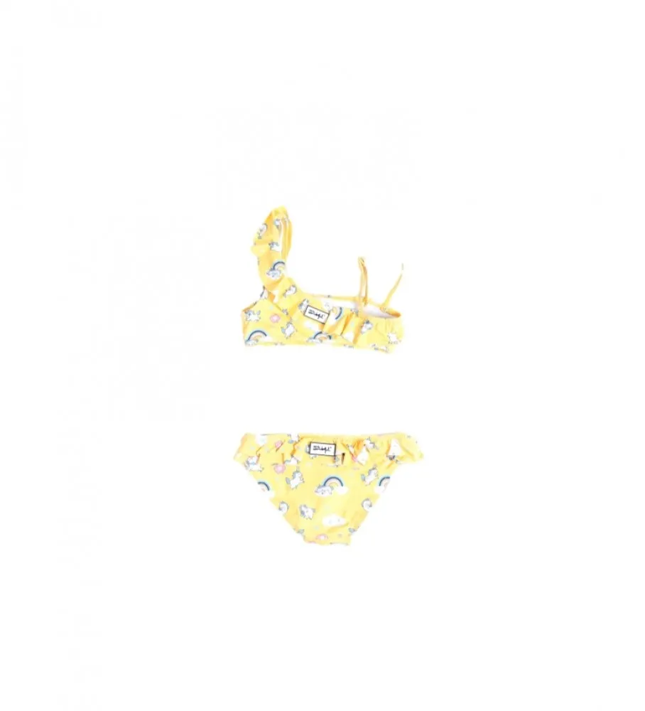 Bikini Top Unicornios Arcoiris para Niña amarillo