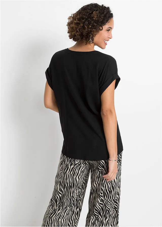 Blusa de viscosa sostenible Negro