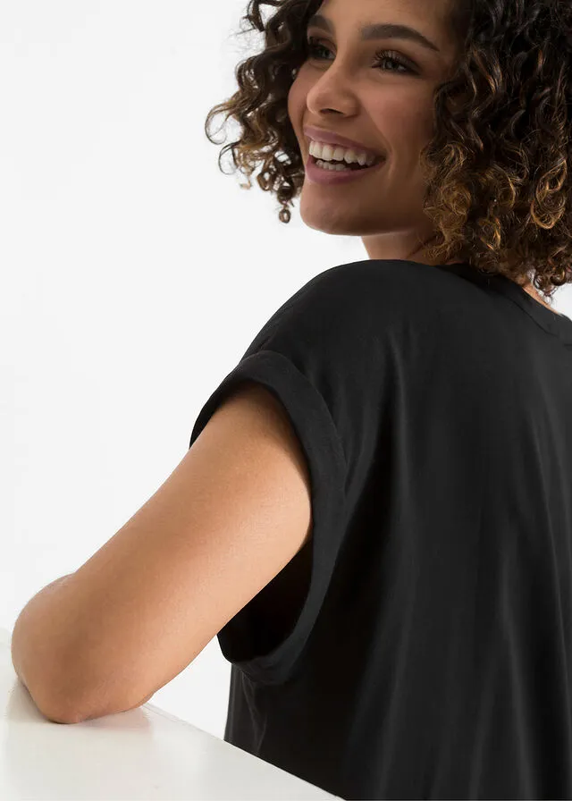 Blusa de viscosa sostenible Negro