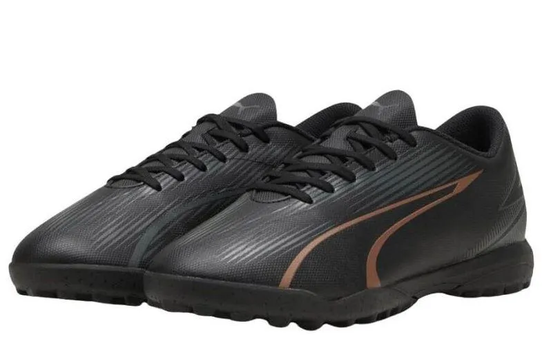 Bota Fútbol Puma Ultra Play Turf Niños Negro/Bronce