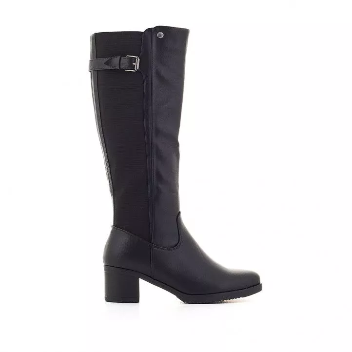 Botas tacón Amarpies negras altas con hebilla superior