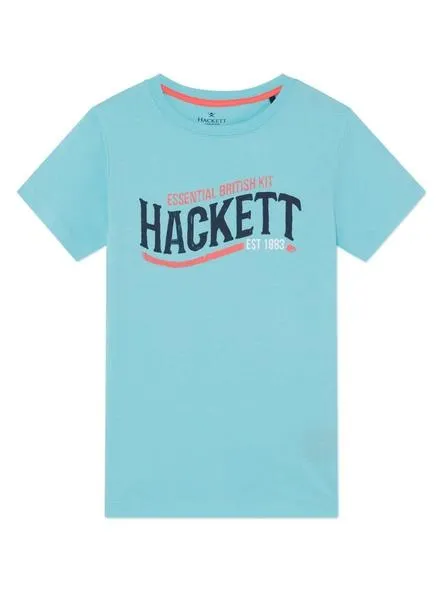 camiseta hackett logo retro azul para niño