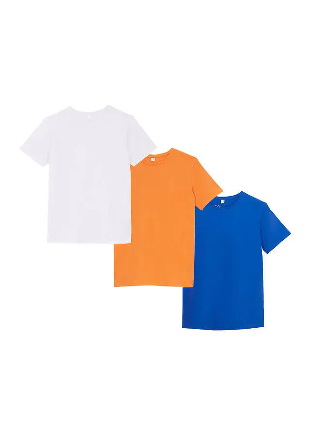 Camiseta infantil (3 unidades) Blanco-naranja-azur