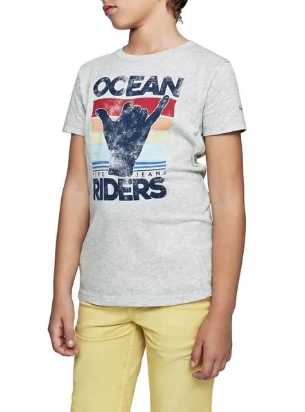 camiseta pepe jeans archille gris para niño