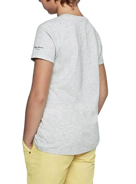 camiseta pepe jeans archille gris para niño