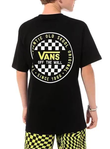 camiseta vans check negro para niño