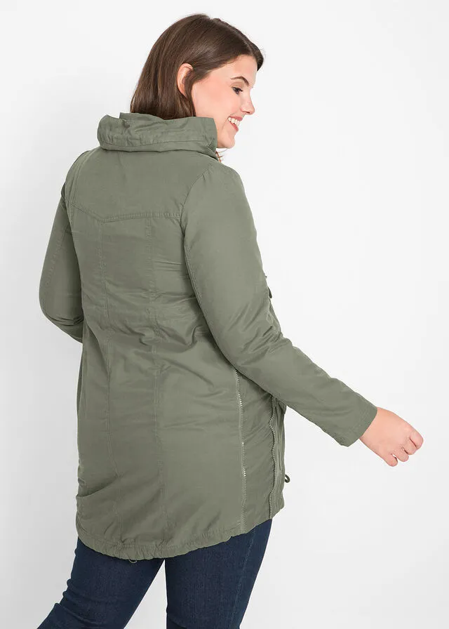 Chaqueta de porteo/chaqueta premamá con forro de punto Verde oliva