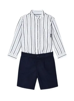 Conjunto Bermuda Camisa Marino Blanco Para Niño