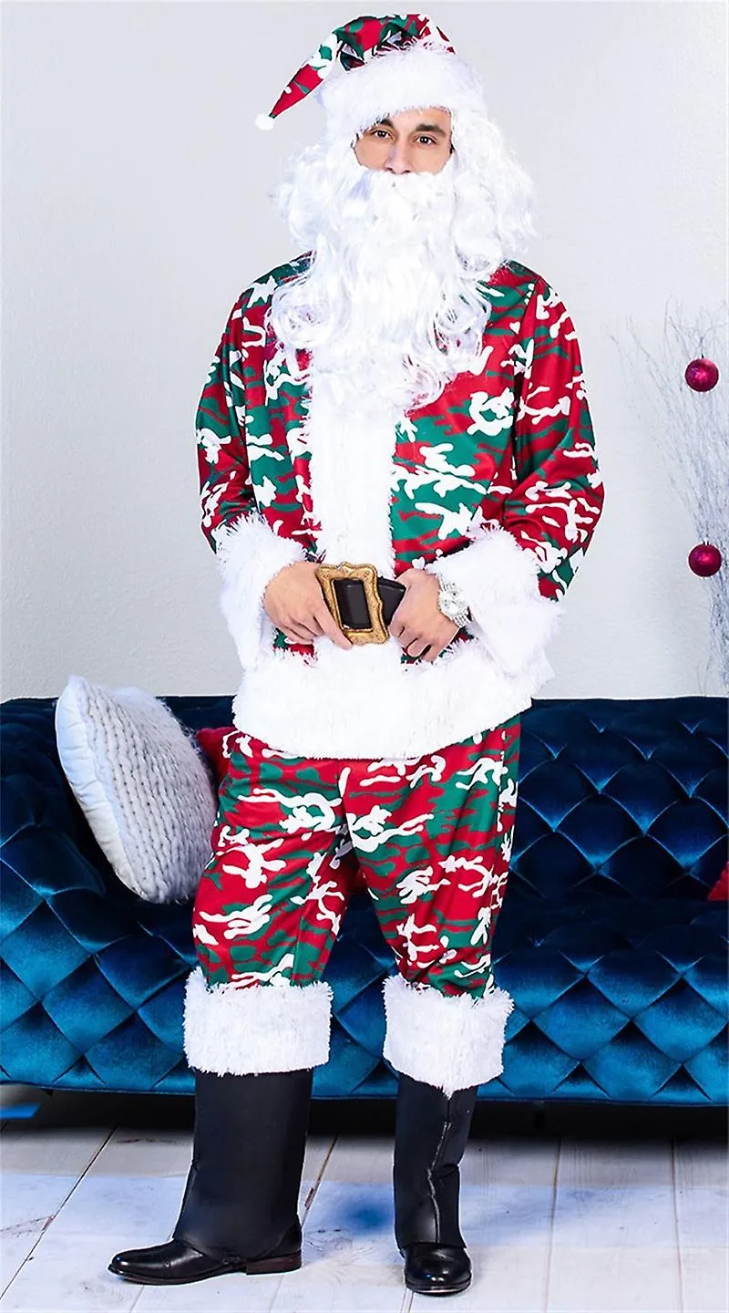 El nuevo disfraces de Santa Claus Stage Christmas Prom Party Clothes Camouflage Christmas Clothes Performance Clothes