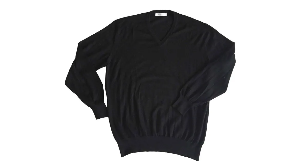 ERMENEGILDO ZEGNA Suéter con cuello en V de cachemira en negro ¡¡CONDICIÓN SUPERIOR !! Talla M 
