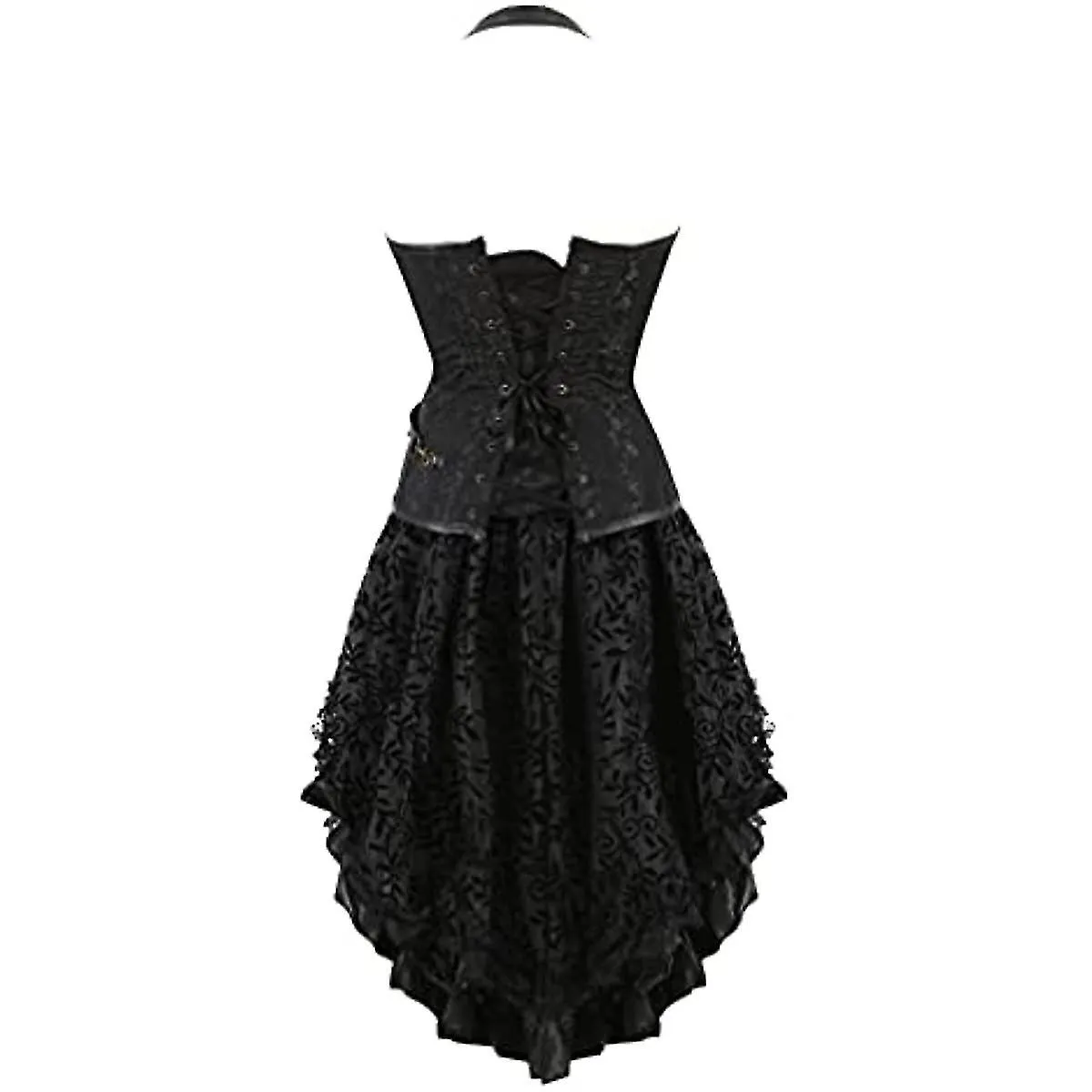 Hengzhifeng Mujeres Corsé Falda Steampunk Piel sintética Halter Bustiers Vestido de fiesta