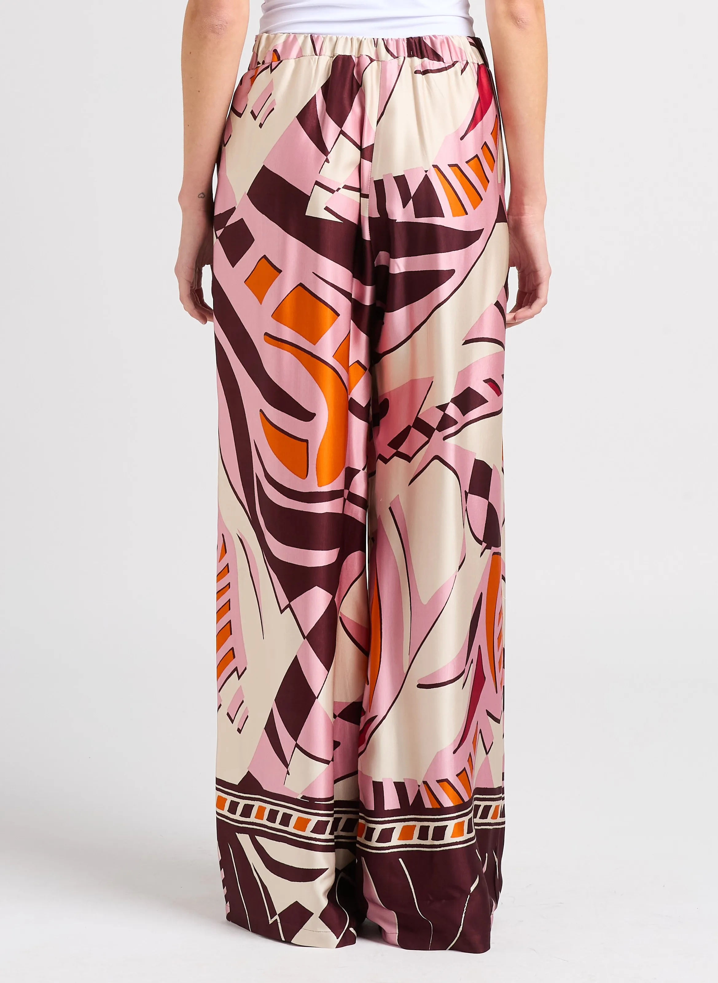 JOJO  PANTALóN DE TALLE ALTO Y PIERNA ANCHA EN ROSA