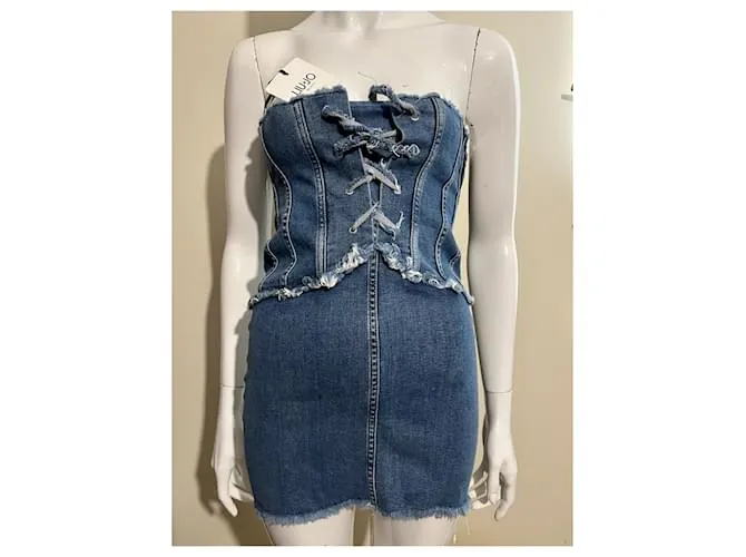 Liu.Jo Liu.vestido estilo corsé de denim elástico Jo Azul 