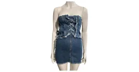 Liu.Jo Liu.vestido estilo corsé de denim elástico Jo Azul 