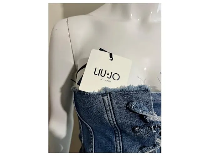 Liu.Jo Liu.vestido estilo corsé de denim elástico Jo Azul 