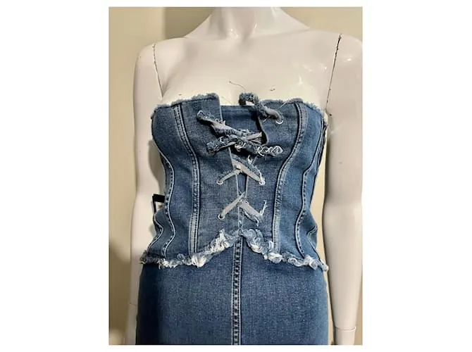 Liu.Jo Liu.vestido estilo corsé de denim elástico Jo Azul 