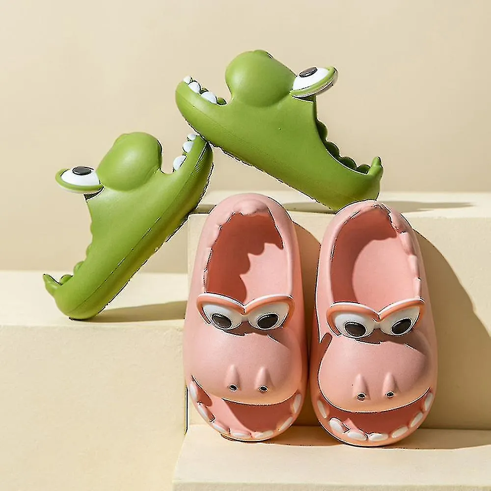 Niños Niñas Zapatillas de verano Lindo dinosaurio grueso trasero resistente al deslizamiento Slippers_s