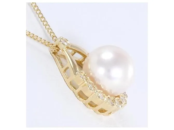 Otras joyas & Other Stories Collar de perlas y diamantes en oro amarillo K18 en excelente estado Dorado 