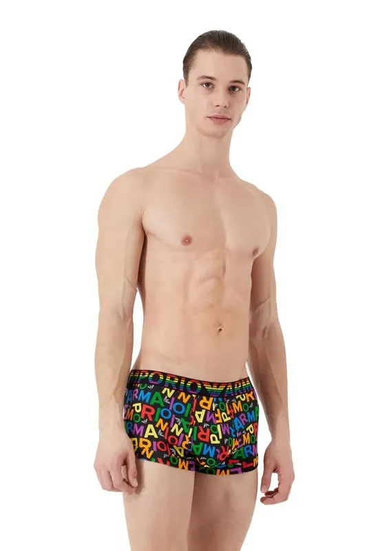 Pack de 2 boxers Emporio Armani en negro y estampado arco iris