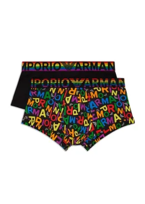 Pack de 2 boxers Emporio Armani en negro y estampado arco iris
