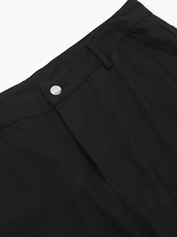 Pantalones cargo negros sueltos con múltiples bolsillos para hombre