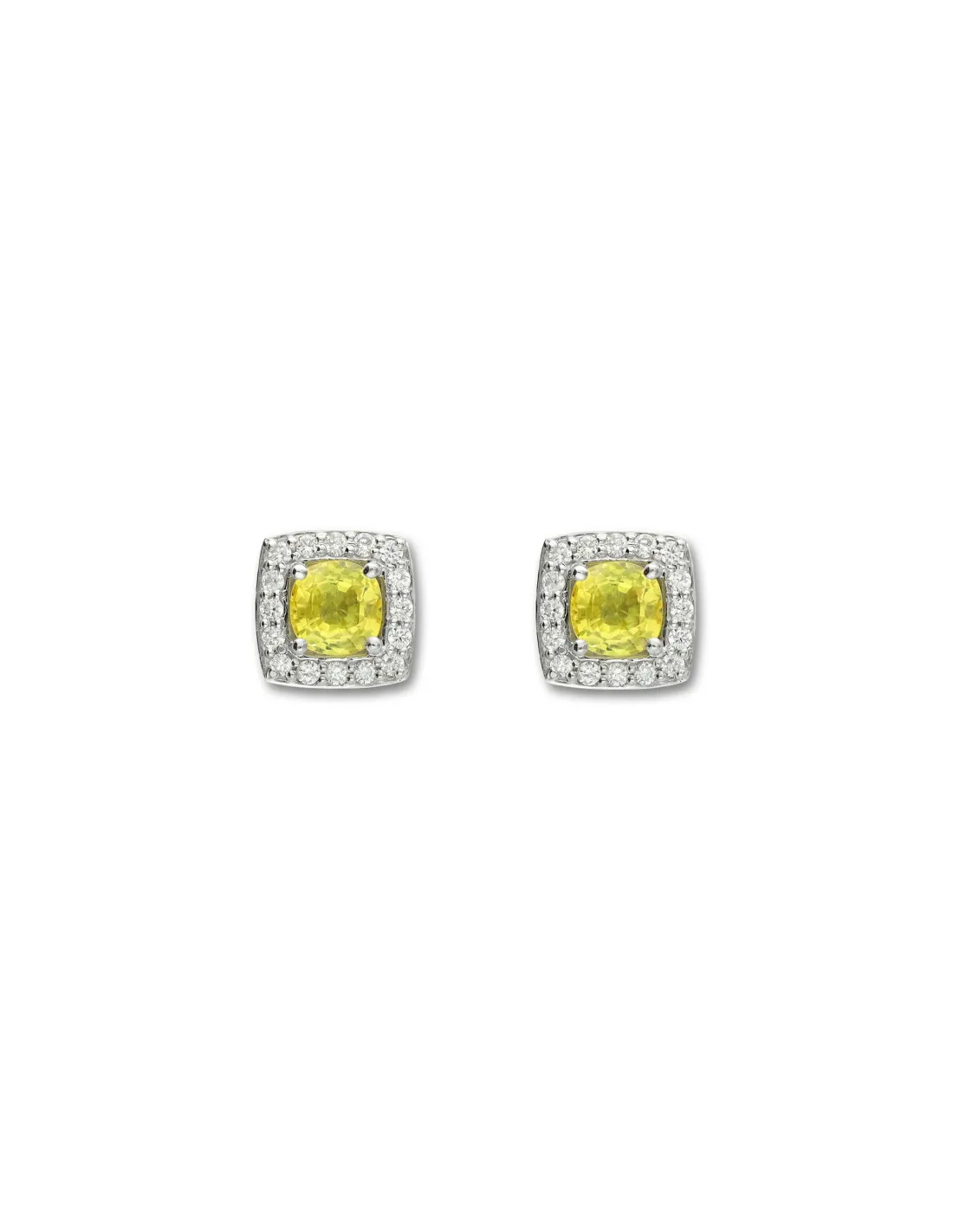 Pendientes Oro Blanco, Zafiro De Color Y Diamantes