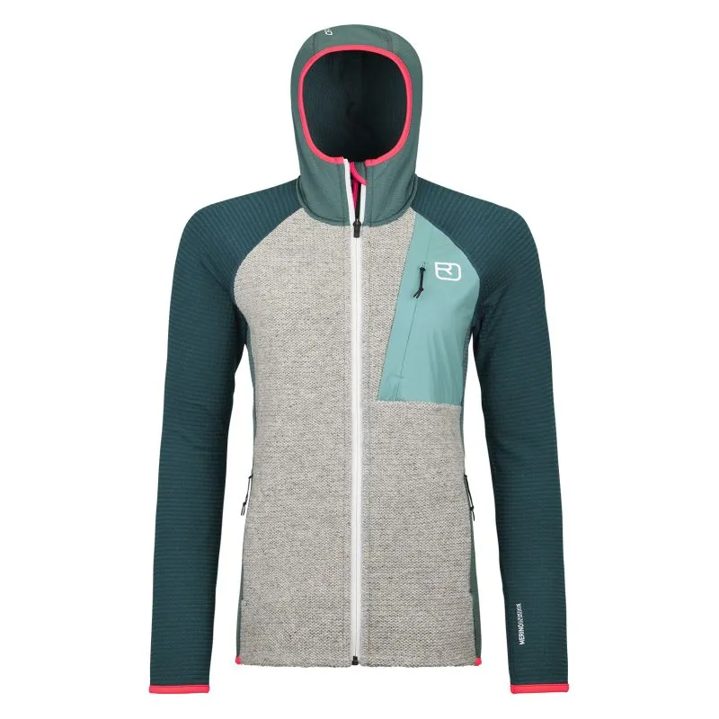 Polar con capucha para mujer Ortovox FLECE GP CLASSIC KNIT HOODY W (arctic grey)