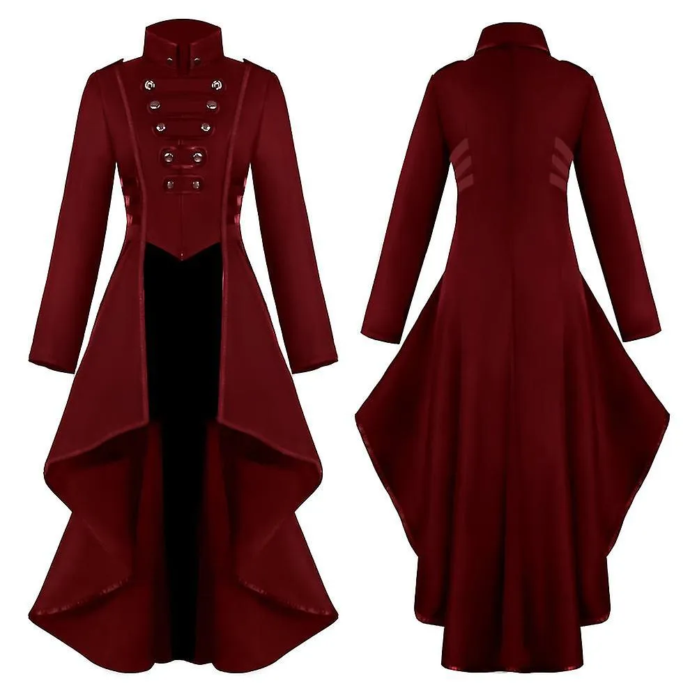 Retro Mujeres Gótico Steampunk Botón Corsé Traje Abrigo Jacke Medieval Jacke