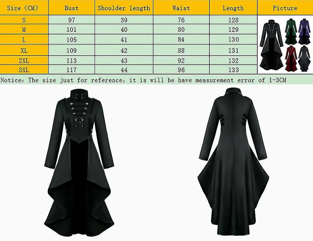 Retro Mujeres Gótico Steampunk Botón Corsé Traje Abrigo Jacke Medieval Jacke