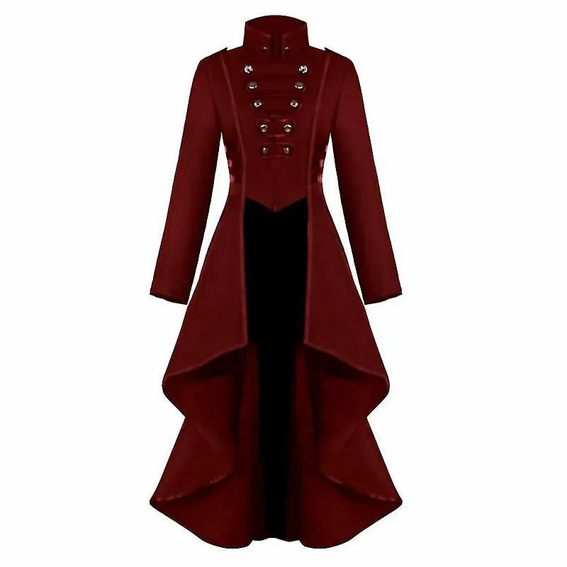 Retro Mujeres Gótico Steampunk Botón Corsé Traje Abrigo Jacke Medieval Jacke