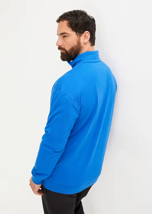 Sudadera con cuello troyer de algodón sostenible Azur