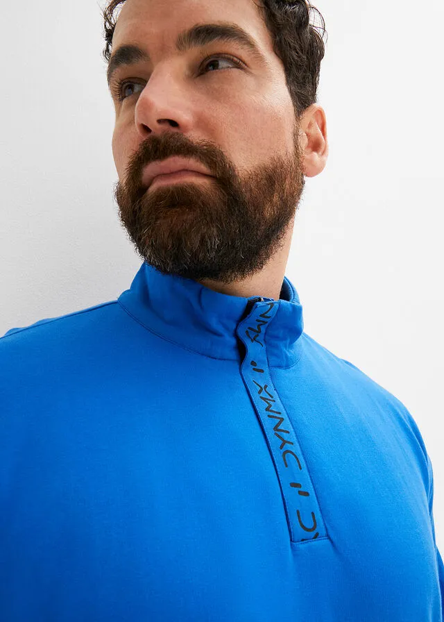 Sudadera con cuello troyer de algodón sostenible Azur