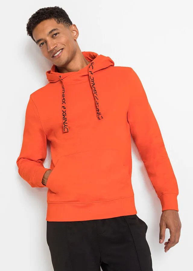 Sudadera de algodón sostenible con capucha naranja sanguina