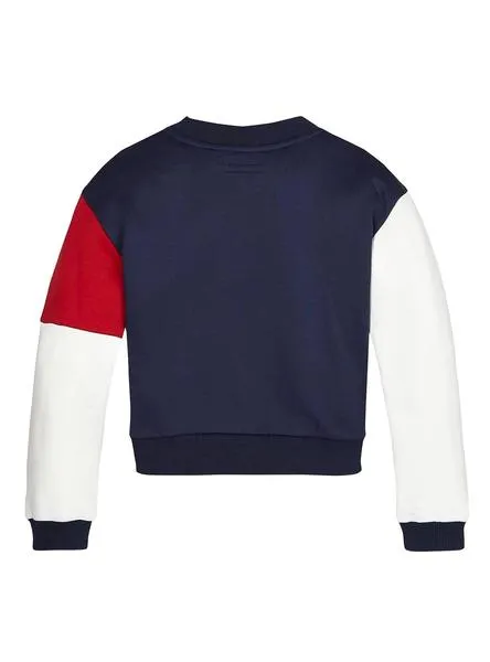 sudadera tommy hilfiger crew azul para niña