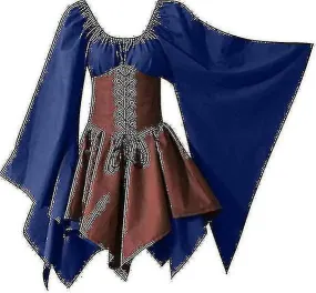 Trajes renacentistas medievales para mujeres Vestido de corsé pirata Manga de bengala para mujeres Vestido corto tradicional irl