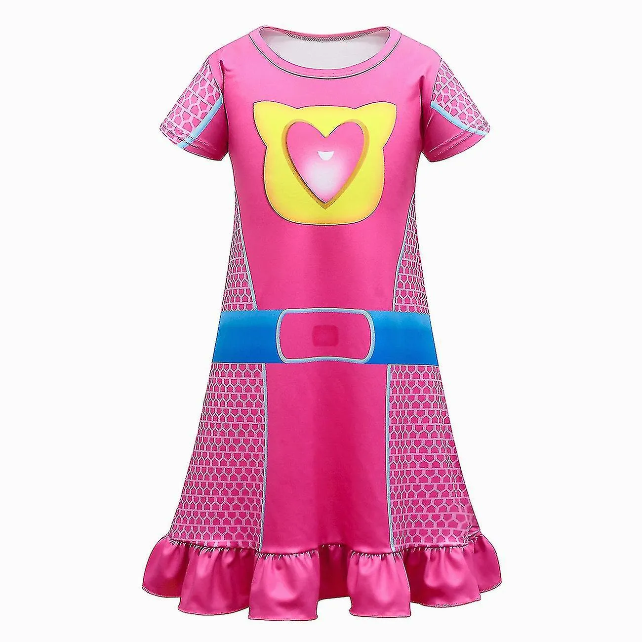 Vestido de niñas Verano Nuevos niños Manga corta Supergatitos Princesa Pijama Vestido de gato Fiesta de cumpleaños de los niños 