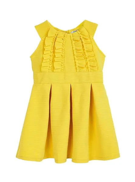 vestido mayoral punto otoman amarillo para niña